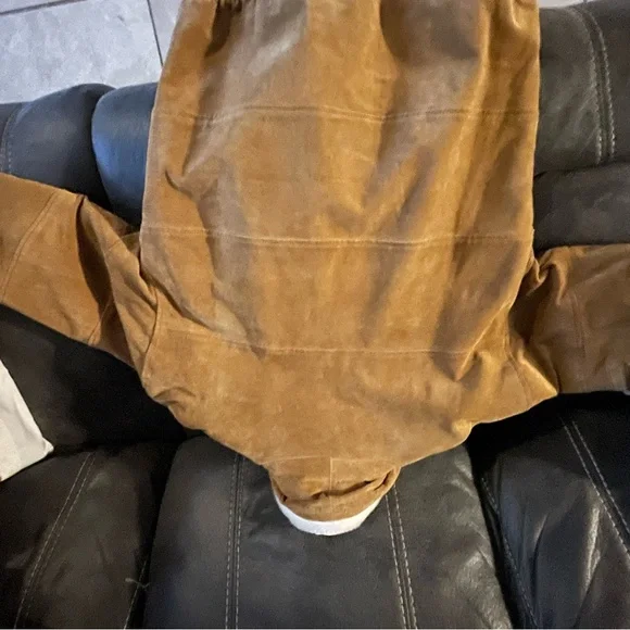 Vintage Learsi brown leather jacket faux shearling lining - Picture 5 of 7